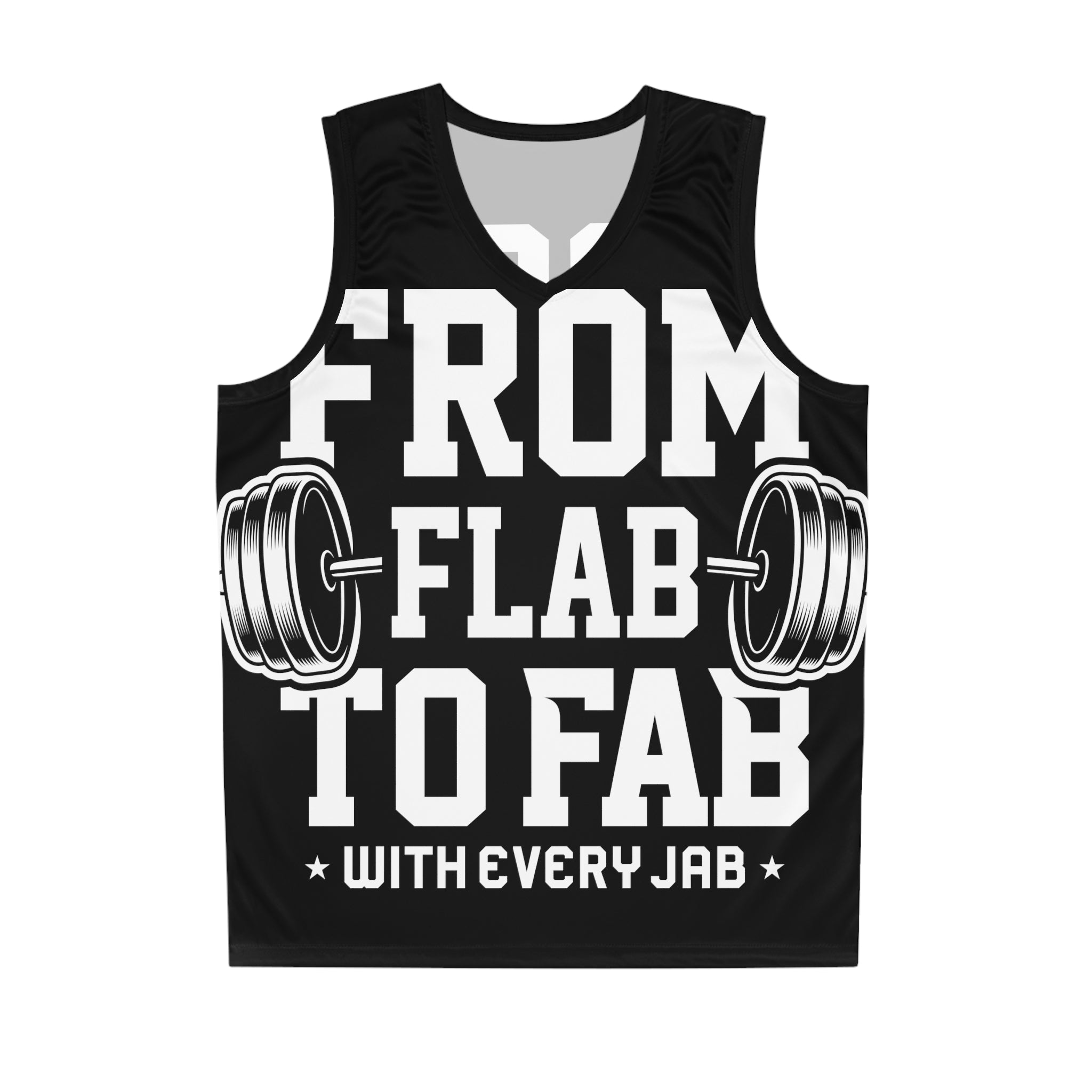 From Flab to Fab - With Every Jab Basketball Jersey (AOP)
