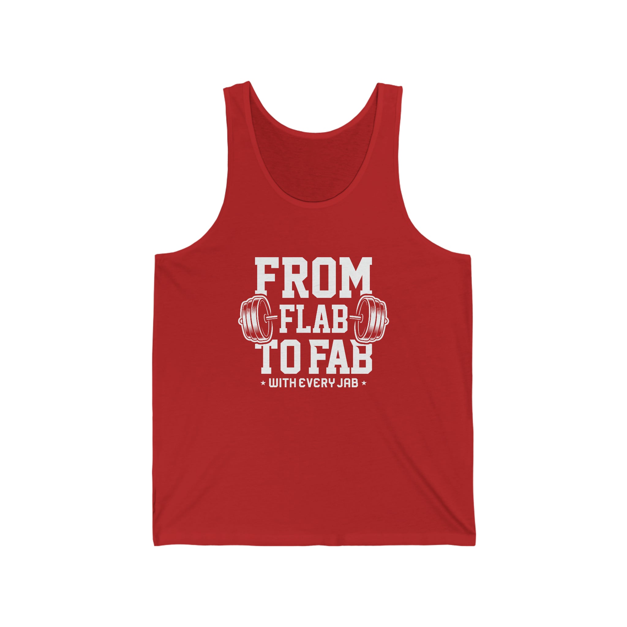 "From Flab to Fab - With Every Jab" Unisex Jersey Tank