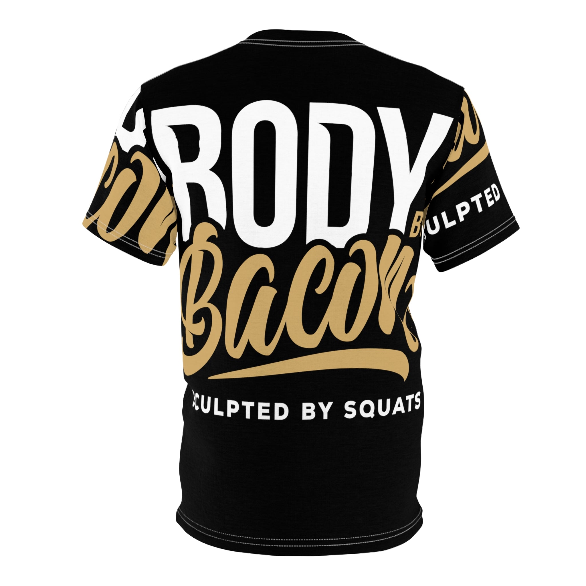 "Body by Bacon, Sculpted by Squats" Unisex Cut & Sew Tee (AOP)